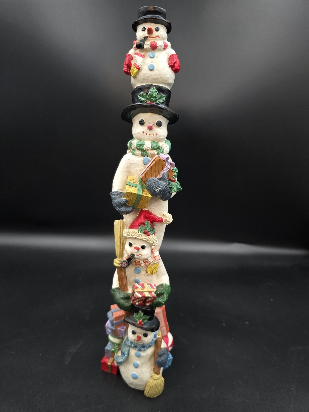 Stacked Snowmen Holiday Tower Figurine - Multicolor